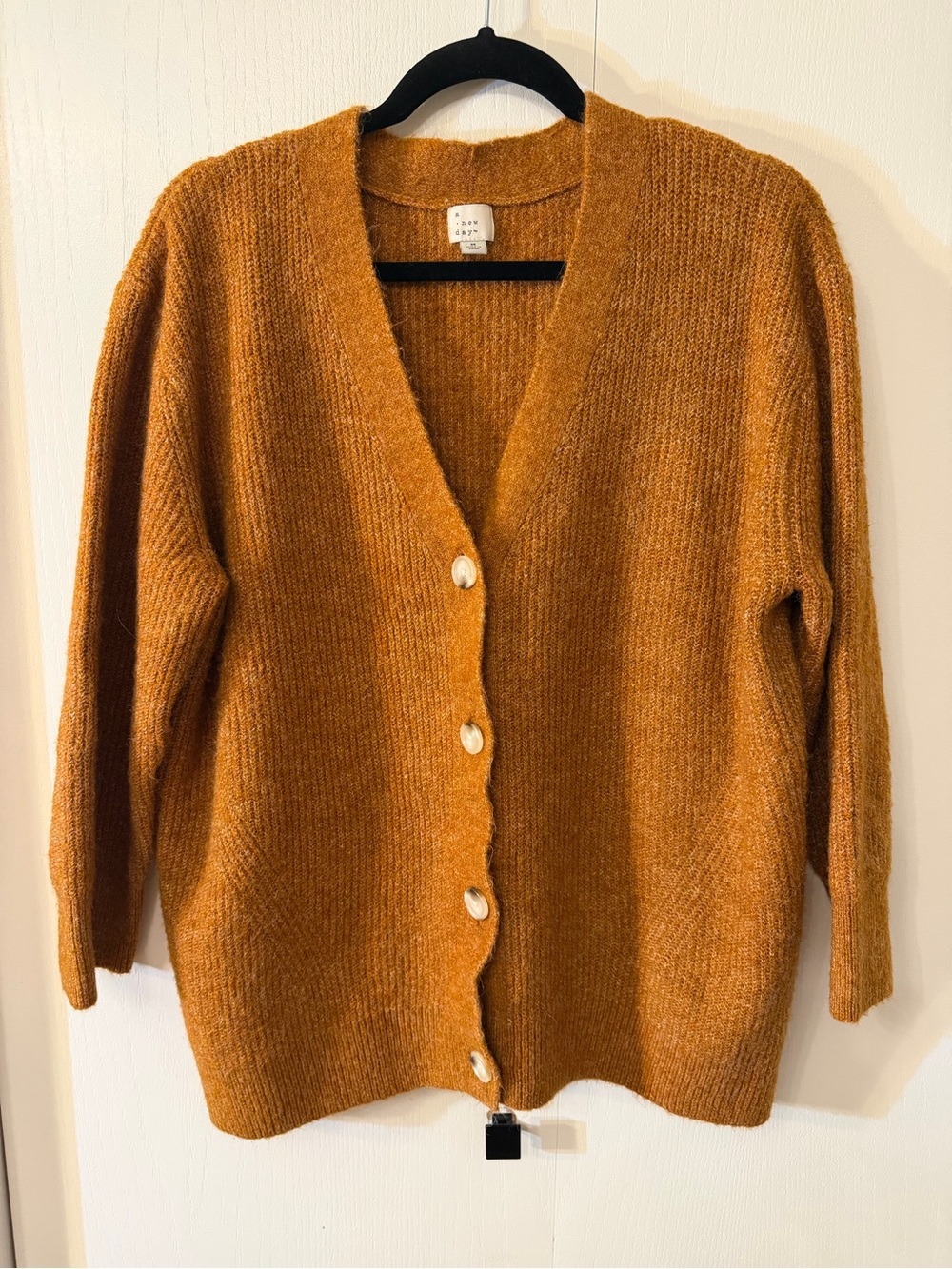 Cozy V-Neck Button Cardigan Sweater - Mustard